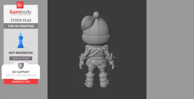 3D model of a character figure from behind, wearing a leaf-like outfit and boots.