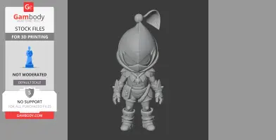 A stylized 3D figurine of a character in armor with pointed elements and a helmet with a plume.
