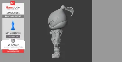 3D printed figurine of a cute character with a large head, pointy hat, and detailed clothing from Brawl Stars.