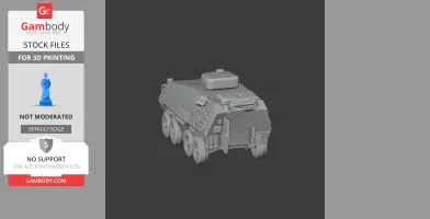 A 3D model of an armored six-wheeled military vehicle for 3D printing.