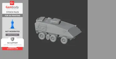 3D model of a six-wheeled armored vehicle, designed for 3D printing.