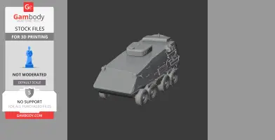 Gray 3D model of an eight-wheeled armored vehicle, designed for 3D printing.