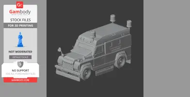 3D model of a Land Rover Tangi armored vehicle, designed for 3D printing.