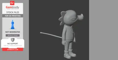 3D model of a stylized character with a long tail, large ears, an ankh shirt, and boots.