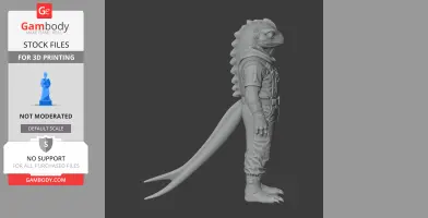 A lizard-like creature with a long tail, humanoid stance, and detailed scales. Suitable for 3D printing.