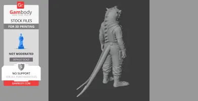 A 3D model of a lizard-like character in a jumpsuit with a long tail, viewed from the back.