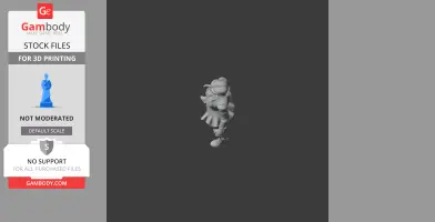 3D model of a character figurine designed for 3D printing, featuring detailed attire and poses.