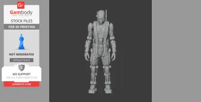 A detailed, humanoid logistic robot figurine designed for 3D printing, with mechanical features.