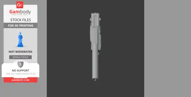 A 3D model of a 2mm Kolibri gun for cosplay, viewed from above, designed for 3D printing.