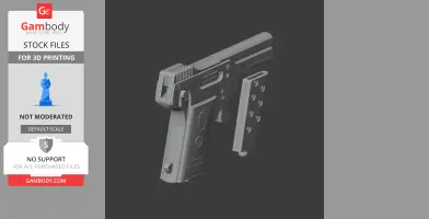 A 3D model of a Kolibri pistol with a detached magazine for cosplay, shown in grayscale.