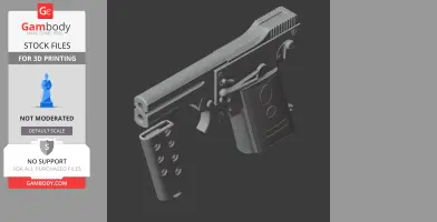 A 3D model of a Kolibri pistol with a detachable magazine, designed for cosplay and 3D printing.