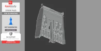 3D model of Abu Simbel temple facade with large seated statues and intricate architectural details.