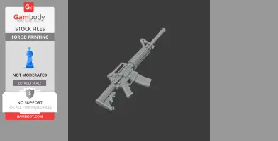 3D model of an assault rifle prop for cosplay, designed for 3D printing.