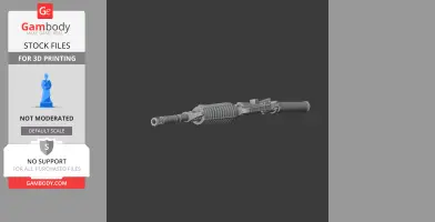 A detailed 3D model of an assault rifle, designed as a cosplay prop for 3D printing.