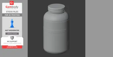 A 3D model of a cylindrical bottle with a screw-on cap, designed for 3D printing as a cosplay prop.