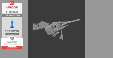 3D model of a detailed swordfish skull, showcasing the elongated bill and eye socket.