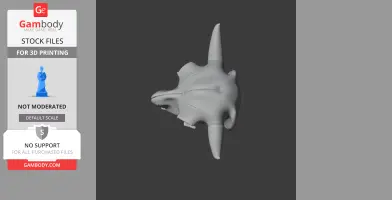 Top view of a 3D model of an animal skull with prominent horns, suitable for 3D printing.