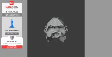 A 3D model of a takin skull, designed for 3D printing, displayed frontally.