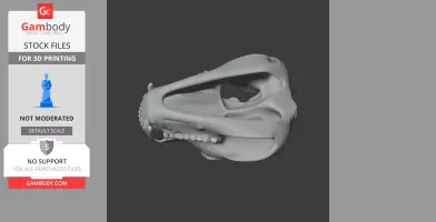 3D model of a Tasmanian Devil skull, side view, for 3D printing.