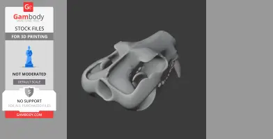 3D model of a Tasmanian Devil skull replica, showcasing detailed bone structure for 3D printing.
