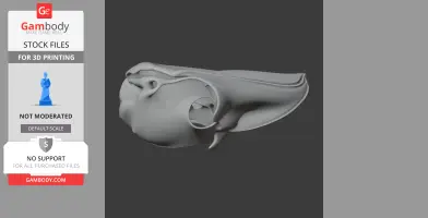 3D model of a Tawny Frogmouth skull replica, side view, for 3D printing.