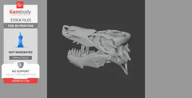 A detailed 3D model of a Tehuelchesaurus dinosaur skull, side view, designed for 3D printing.
