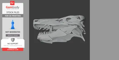 3D model of Tehuelchesaurus skull replica, side view, detailed for 3D printing.