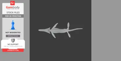3D model of a Temnodontosaurus skeleton, viewed from above, ready for 3D printing.