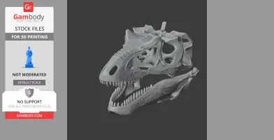 3D model of a Teratophoneus dinosaur skull, showing detailed teeth and bone structure.