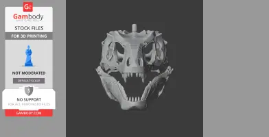 3D printable Teratophoneus dinosaur skull replica, showcasing detailed bone structure and open jaw.