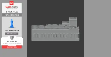 Gray 3D model of Abdellia Palace with detailed arches and towers, designed for 3D printing.