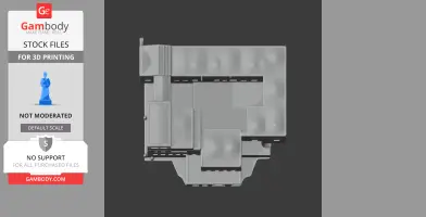 Top view of a 3D model layout of Abdellia Palace for 3D printing, gray blocks on a dark background.
