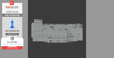 Gray 3D model of Abdellia Palace, featuring detailed arches and windows, suitable for 3D printing.