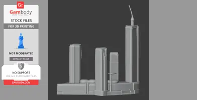 Futuristic skyline with tall, sleek towers, designed for 3D printing.