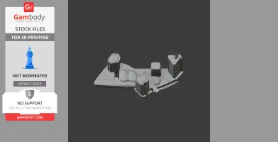 Futuristic architectural model with towers on a platform, designed for 3D printing.