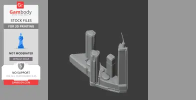 Futuristic skyscraper skyline model with various tall, sleek towers on a base.