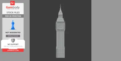 3D model of Big Ben featuring detailed architecture, designed for 3D printing.