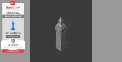 3D model of Big Ben tower, detailed architecture for 3D printing.