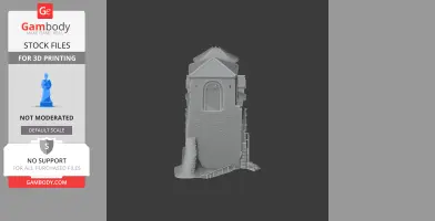 A detailed 3D model of a fortress tower with arched windows, stairs, and textured walls, designed for 3D printing.