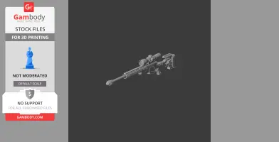 3D model of a sniper rifle, resembling an Accuracy International AXMC, designed for cosplay and 3D printing.