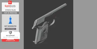 A detailed 3D model of a pistol prop, designed for 3D printing.