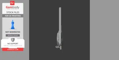 A side view of a 3D model of the Ashani pistol, designed as a cosplay prop for 3D printing.