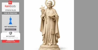 Statue of Saint Anthony Maria Zaccaria holding a cross and book, with a halo and intricate robes.