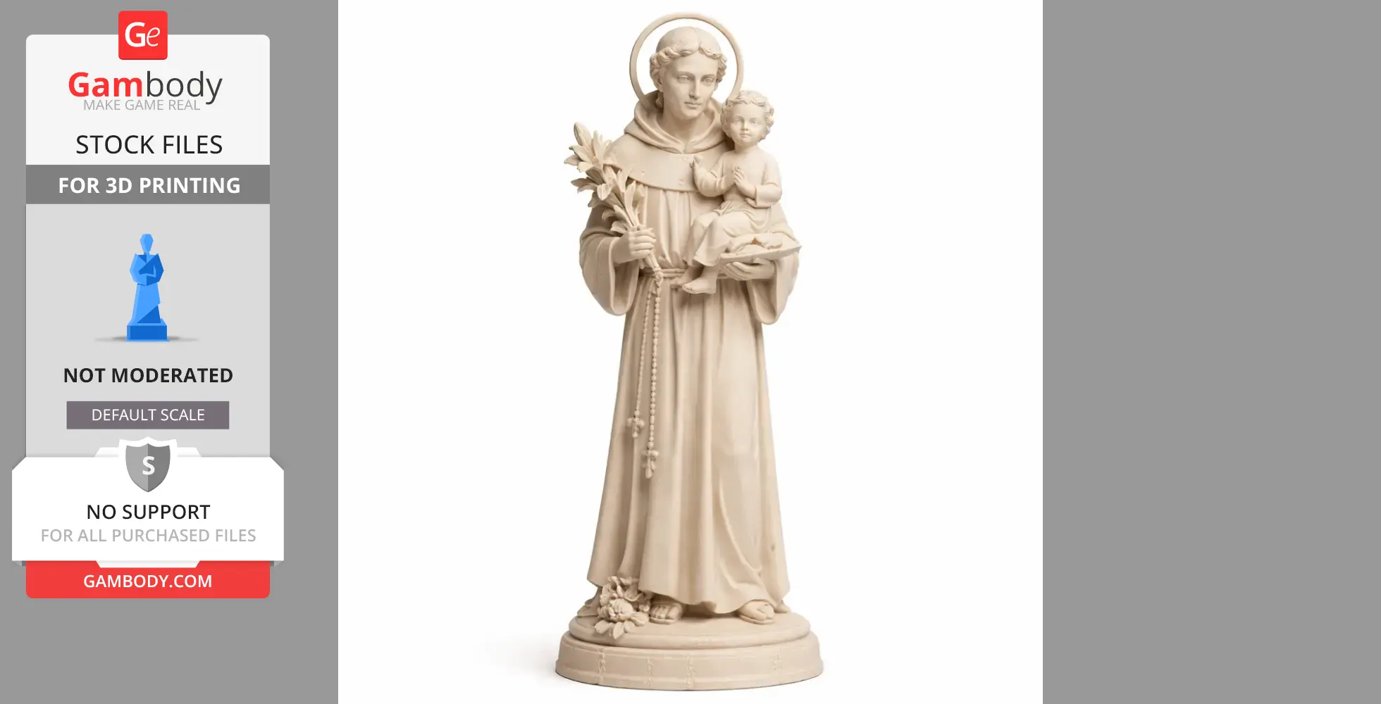 Saint Anthony of Padua - Devotional Statue - STL 3D Print
