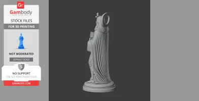 A detailed 3D model of Saint Anthony the Hermit, holding a book, wearing a halo, and draped in flowing robes.