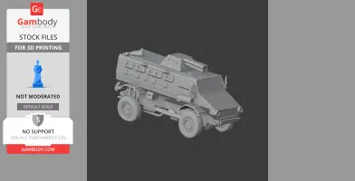 A detailed 3D model of an armored military vehicle, designed for 3D printing.