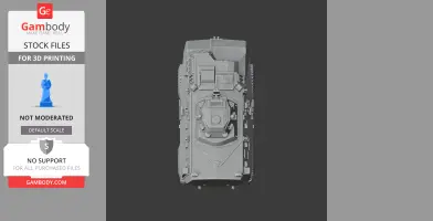 Top-down view of a detailed military tank 3D model for printing.
