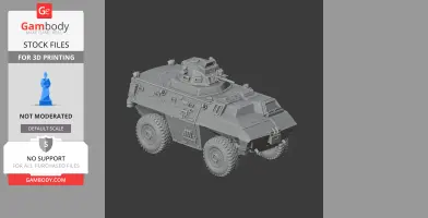 Detailed 3D model of an armored, wheeled tank vehicle, suitable for 3D printing.