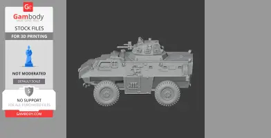 Detailed armored vehicle model with turret and wheels, designed for 3D printing.