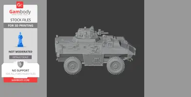 Armored 3D tank model with turret and wheels, side view.